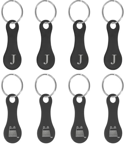 PATIKIL 8 Piezas de Fichas de Acero Inoxidable para Carritos de Compra, Portamonedas para Llavero al por Mayor, Anillas para Compras en Supermercados, Negro