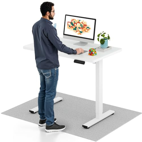 SANODESK Höhenverstellbarer Schreibtisch mit EINTEILIGER Tischplatte | Ergonomischer Steh-Sitz-Tisch fürs Homeoffice, stabil & platzsparend 100 x 60cm (Weiß)