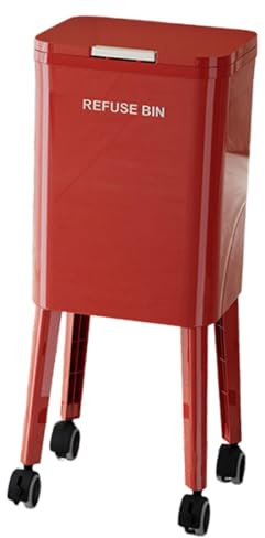 Amagogo Cubo de Basura de Cocina con Ruedas 15,5 L, Papelera de Reciclaje Vertical con Tapas– Cubo Interior Extraíble – Accesorio de Cocina Versátil – Altura: 68,5 Cm – Material: Polipropileno, Rojo