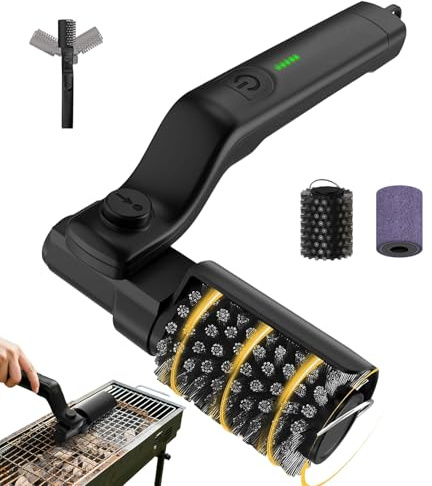 Yulokdwi Nettoyeur de Grill Électrique | Outil de Barbecue Robuste 3 Vitesses | Brosse Rotative pour Grill,pour Pelouse Plage Terrasse Camping-Car Camping Personnes Âgées Femmes Hommes Chefs