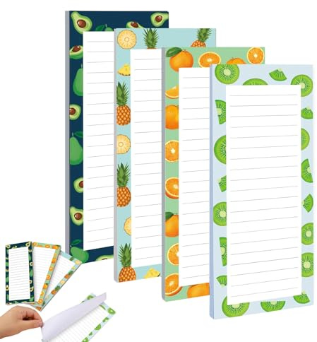 Bloc de notas genérico, 4 bloques de notas adhesivas con frutas lindas | cuadernos rayados - Hogar, escuela, clase, viajes, trabajo, estudios, lista de compras, mujeres