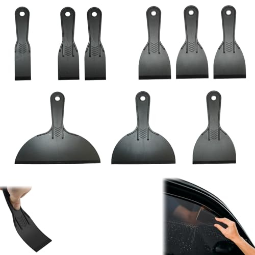 Lot de 9 Spatules en Plastique, réutilisables, différentes tailles, noir | Spatule Enduit pour impression 3D et réparation murale, outil polyvalent et pratique pour maison et bricolage