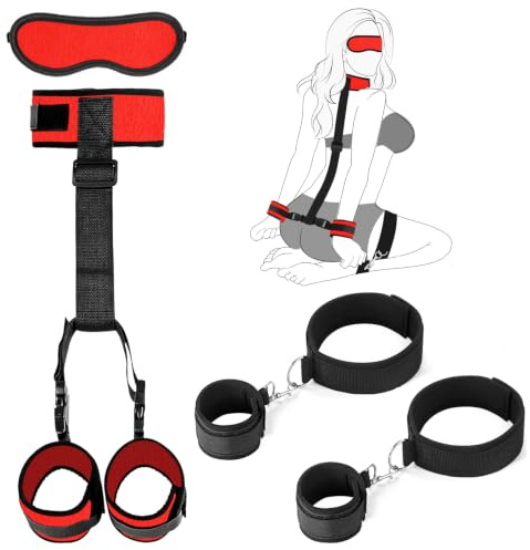 HBABY Sex Toýs Femme BDSM Set, Menottes Sexy érotique Sextoy Femme sex toýs Couple et Collier, Jouet Adulte Sexualité Objet Sexuelle Adulte Couple pour Faire l'amour,Menottes Sex lit Sex Toy