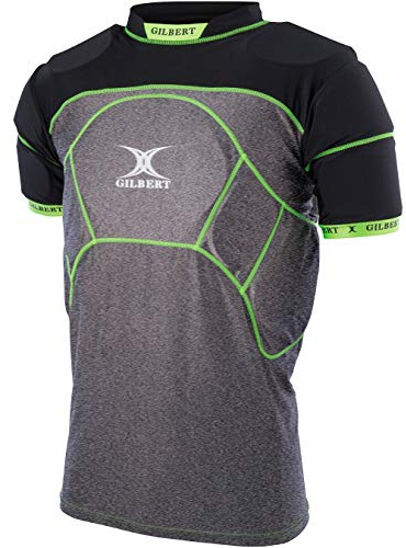 GILBERT sous-Maillot de Rugby renforcé Charger X1-13 Zones de Protection - Enfant - Noir/Gris/Vert