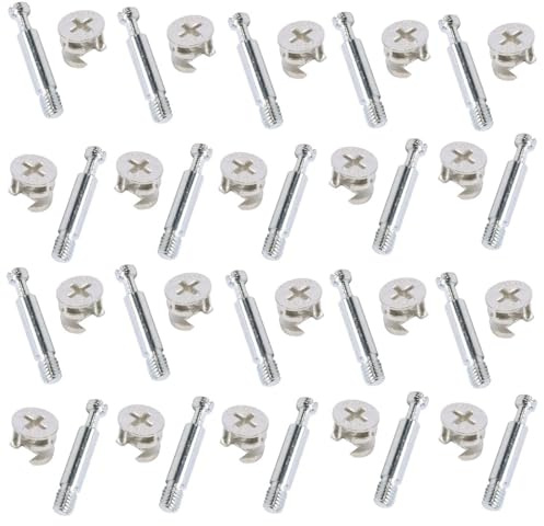 Bulk Hardware BH06260 - Lot de 20 pièces pour montage de meubles - Vis de fixation, Serrure à came, Écrou 15 x 11,5 mm, Cheville M6 x 44 mm, BH06260