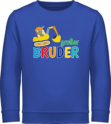 Sweatshirt Kinder Pullover für Jungen Mädchen - Großer Bruder Bagger I Großer Bruder Geschenk Grosser Bruder - 116 (5/6 Jahre) - Royalblau - brother bro kinderpullover große brüder brüderchen