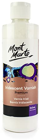 Mont Marte Barniz – 240ml – Brillo Iridiscente – Barniz para Pintura Acrílica – Barniz Acrilico con impresionante Efecto brillante – Barniz Incoloro para Obras de Arte acabadas