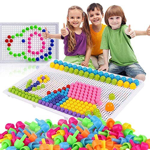 592 Stecker Puzzle Steckspiel Pilz Nägel Pädagogische Baustein Spielzeug Kreative DIY Mosaik Spielzeug Steckpuzzle Lernspielzeug Geburtstag Weihnachtsfest-Geschenk für Kinder Baby ab 3 Jahre alt
