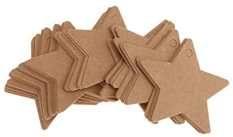 100 x Geschenkanhänger aus Pappe - Große Auswahl an Mustern, braun/fünfzackigen Stern braun/fünfzackigen Stern