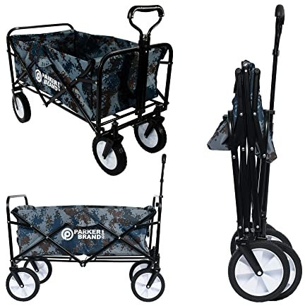 Foldable Garden Hand Cart – Heavy-Duty, Portable & Versatile Trolley (Blue Digital Camouflage)