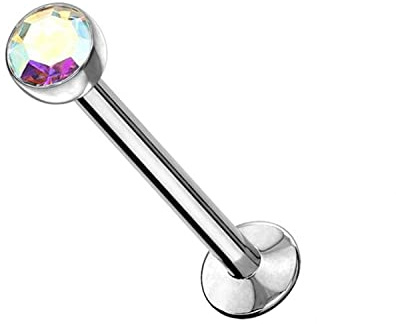 Warrior Lippenpiercing/Labret Tragus Helix Stud Steriler Chirurgenstahl 316L mit einer Kristallkugel mit 3 mm Innengewinde PCS-008 (AB, 10)