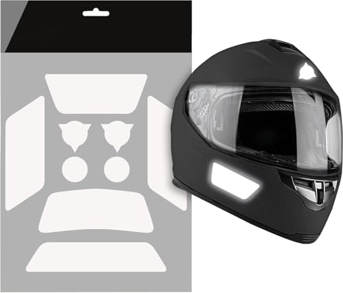 Autodomy Reflektierende Aufkleber für Motorradhelm 9 Stück | Reflektoren Helm Wetterfest & UV Beständig | Helm Reflektor Aufkleber Frankreich Racing Design (Weiß/Silber Reflektierend)