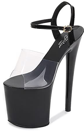 BeAUZQ Tacco Alto da Donna 20 cm Tacchi Alti Sexy Spogliarellista Performance sul palco Pole Dance Tacchi Alti Discoteca Party Dance Tacchi Alti Taglie Forti Unisex,Nero,37 EU