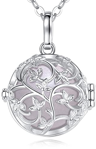 EUDORA Harmony Ball Llamador de Angeles Embarazada Collares de Mujer Embarazo, Arbol de la Vida Joyería de Mujer Primer Embarazo Mamá Regalos Originales para Madre Mujer Abuela, 76,2cm + 114,3cm
