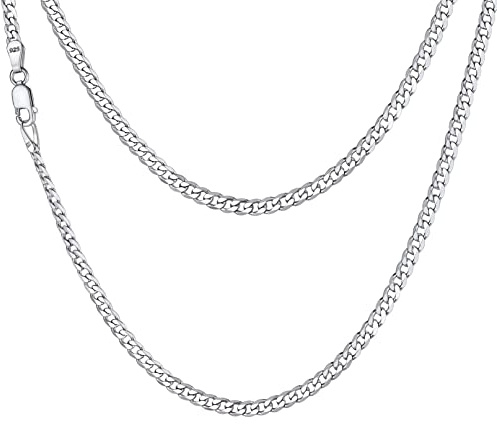 Bandmax Cadenas Cubanas Plata Hombre, Collar Plata Eslabones para Hijos Amigos 46cm