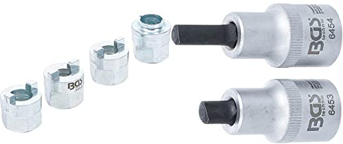 BGS 1111 | Federbein-Einsatz-Satz | 4-tlg. & 6455 | Spreiz-Einsatz-Satz für Federbeinklemmung | 2-tlg. | 12,5 mm (1/2) | 5 x 7 mm + 5,5 x 8,2 mm | Radlagergehäuse-Spreizer | Aufspreizer