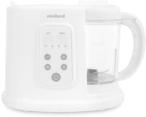 Miniland Chefy 6, Multifunktionale 6-in-1-Küchenmaschine für Babynahrung: Sterilisieren, Flaschen erwärmen, dämpfen, dampfgaren, mixen und auftauen.