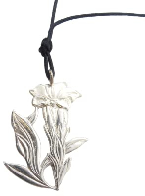 Genciana: Colgante de Plata 925 - Colgante Con Gargantilla En Cable - Flor - Floret