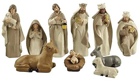 Maseaxi Christmas Crib Set - Resin Nativity Figures - Beautiful Tabletop Scenes for Desk, Window, Decoration