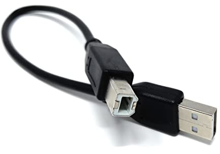 DRUT USB A to B 2.0 24AWG Cable Lead, 25cm 0.8ft Black Nickel Connectors | Short, High Speed, Printer, Scanner, Music Instrument