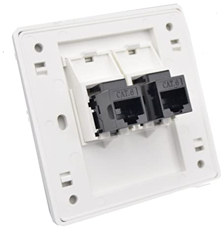 Prise réseau CAT6 Gigabit 86 x 86 mm, câble Ethernet RJ45 LAN, double pass, prise murale réseau femelle vers femelle, Faceplate Internet Straight Plug Outlet (3 x LAN x 2)