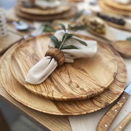 ege'deneve.com Olivenholz serviert Teller. Holzplatte für das Essen. Olivenholz Platte