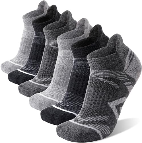 ANTSANG Merino Kurz Wandersocken Sneaker Socken Warme Wollsocken Dicke Wolle Laufsocken Sportsocken Thermosocken Geschenke Wintersocken für Herren Damen 6 Paar