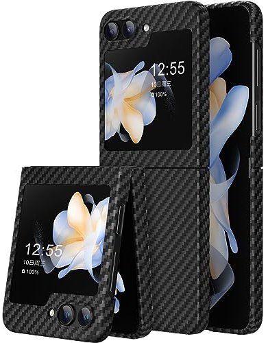 memumi Carbon Hülle für Galaxy Z Flip5, 0,5 mm Superdünne, Hülle aus echter Aramidfaser [100% Aramidfaser] mit Fallschutz in Militärqualität für Galaxy Z Flip 5 2023