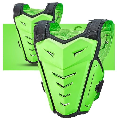 Motorrad-Schutzpanzer for Erwachsene, Rückenprotektor, Brust, Wirbelsäule, Schulter, Arm, Ellenbogen, Knie, Motocross-Protektor, Ski, Skaten, Schutzweste (Color : Green)