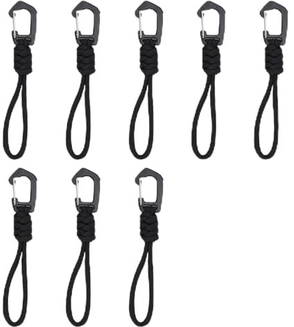 Paracord Schlüsselanhänger, HASLED 8 Stück 12 cm Handgeflochtenes Paracord Karabiner Schlüsselanhänger, Karabiner Schwarz, Geeignet für Bergsteigen und Campingausflüge im Freien