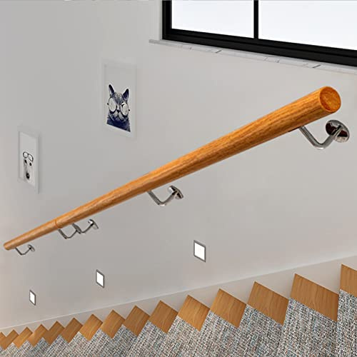 Kit de Soporte para pasamanos de escaleras Redondas de Madera |Pasamanos de Escalera para Interiores 90 cm 1 m 1,5 m 2 m 2,5 m 3 m 450 cm Barandilla de Escalera montada en la Pared (Size : 120cm)