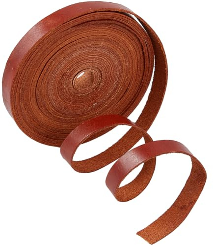 GORGECRAFT 5 m x 10 mm platt läderband äkta läderremsa, 1 mm tjockt läderrem, kohud, strängflätning, trådrep för armband, halsband, smyckestillverkning, bälten gör-det-själv flätade hantverk,