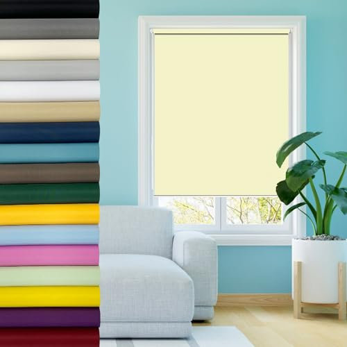 Moderne Tag-Nacht-Rollo 95 x 50 cm Doppelrollo Klemmfix, Zebrarollo Seitenzugrollo Sonnenschutz & Sichtschutz, Ohne Bohren für innen Wandmontage, Beige