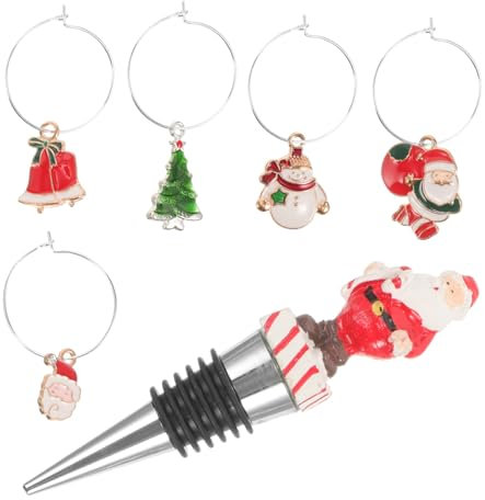 Cabilock Metal Wine Stopper Set Reusable Bottle Sealer Cup Ring Christmas Bottle Plugs for Special Occasions
