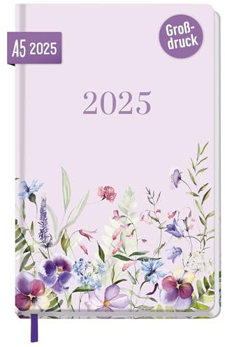 Häfft® Großdruck-Kalender 2025 Blütentraum mit extra großer Schrift - Buchkalender 1 Woche auf 2 Seiten, Terminkalender, Wochenplaner, Terminplaner - nachhaltig & klimafreundlich
