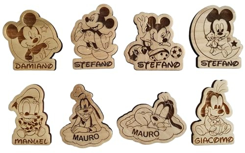10 pz ciondolini/calamite Perosnaggi PERSONALIZZATI- decorazione bomboniere, segnaposto, nascita, battesimo, baby shower, compleanno- Topolino, Pippo, Paperino