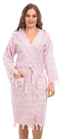 Heré Mood Bademantel Hamamtuch, Saunatuch, für Frauen für ultimativen Luxus, mit Gürtel & Kapuze - Langform Damen