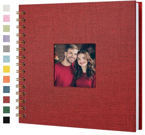 Yopih Fotobuch Scrapbook mit Leineneinband, 20 x 20 Cm Hardcover mit weißem Kraftpapier-Seiten, für Reisen Hochzeit Gästebuch Weihnachten Baby Shower (20 Blätter/40 Seiten)