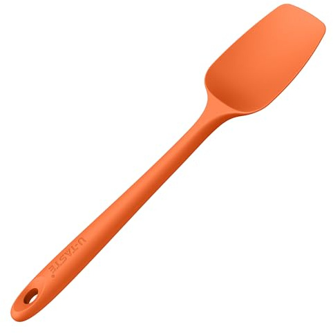 U-Taste Silicone Spoonula, 250℃ Heat Resistant Spatula, 29cm, Orange | Flexible Seamless Rubber Large Wok Spoon, Baking Cooking Kitchen Utensil for Nonstick Cookware Mixing Stirring Scraping