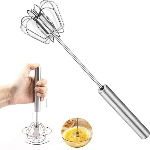 CHEFZOCO Batidor huevos manual, Varillas de batir, Mezclador de huevos, Batidor de Cocina, Batidor Alambre, Apto para Batir, Mezclar, Emulsionar, Cremas y natas, Longitud 25.5 cm, Acero inoxidable