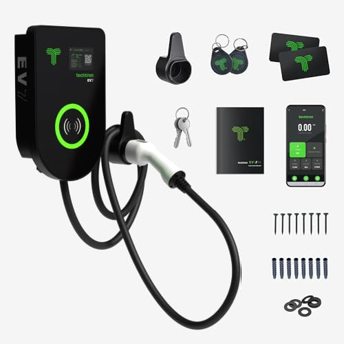 techtron® EV7 Home EV Charger 7.4kW Type 2 32A Smart App Wi-Fi OZEV Approved IP67, Black