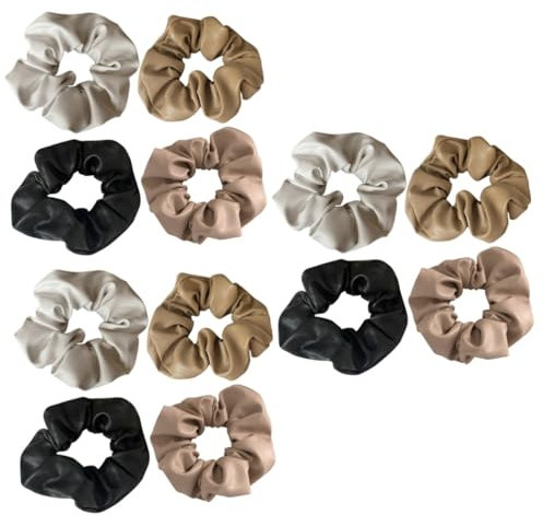 Healeved 12stücke Pu Haargummis Für Damen Teiliges Elastische Scrunchies Für Verschiedene Frisuren Und Alltagsgebrauch Sanft Zu Haaren Und Stylisch