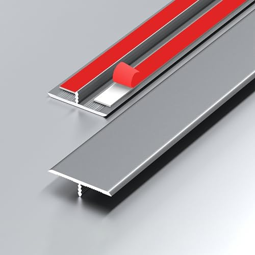 Raouoae T-Formleisten Selbstklebend Übergangsschienen Für Fliesen Und Laminat 135 Cm * 2 Stück Threshold Strips Einfache Installation Und Stabile Verbindung(Grau,Breite: 33 mm)