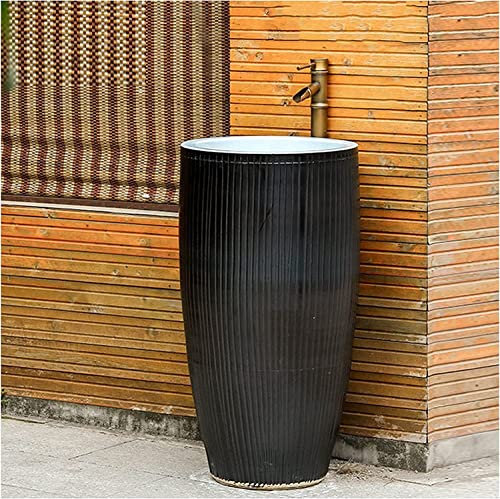 Lavabo sur pied de salle de bain autoportant Art Hotel Home Lavabo sur pied de salle de bain, meuble-lavabo en céramique Lavabo sur pied, meuble-lavabo rétro Lavabo sur p(G-42x83cm(16x32in))