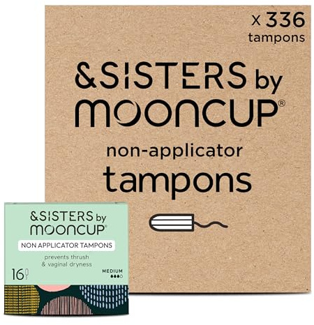 &SISTERS® Mooncup Tampons ohne Applikator, mittlere/superstarke Durchflussrate, 100% Bio-Baumwolle, 384 Tampons