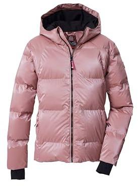 killtec Bambine e ragazze Giacca/giaccone trapuntato in piuma d'oca con cappuccio e paraneve KSW 210 GRLS QLTD JCKT, puderrosa, 164, 43594-000