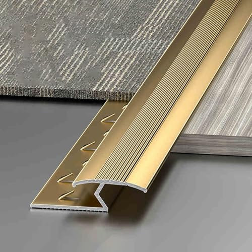 Cubrecantos Tira de Transición de Alfombra de Aluminio con Moldura en Z, Tiras de Cubierta de Costura de Alfombra a Baldosa, Barra Decorativa de Piso de Madera Dura para Puertas y Baldosas(Gold,90cm(3