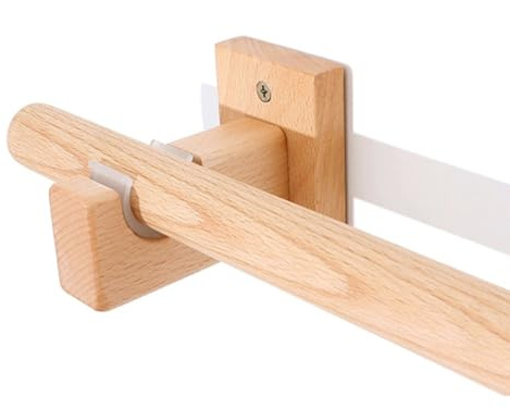 HZEPDVT Buchenfarbene Einzelstangen-Gardinenstangenhalterung, seitlich montiert, Feste Vorhangschiene mit 29 mm Durchmesser, geeignet for Ösenvorhänge mit 63 Zoll(160cm(63in))