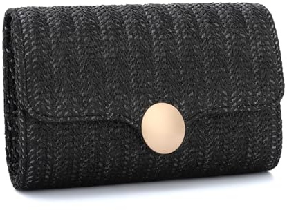 Freiesoldaten Bolso de Paja Tejida para Mujeres Playa de Verano Elegante Bolso de Noche con Cadena