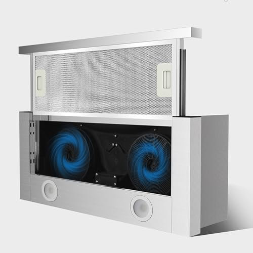 STDZQCWY Cappa da Cucina a Incasso 18m³/min, Cappa telescopica 60cm, con Luce LED, Cappa aspirante Integrata a 2 velocità, filtri riutilizzabili, per cucine, Appartamenti, Case in affitto
